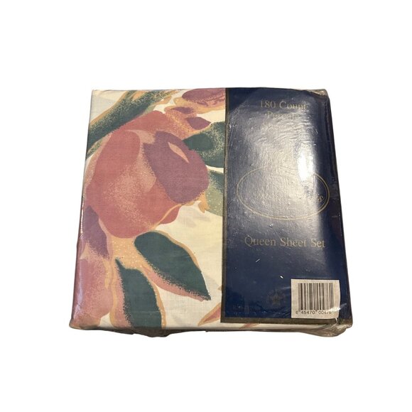 Linda Lewis 180 Count Percale Queen Sheet Set Floral print bedding cotton - Picture 3 of 4